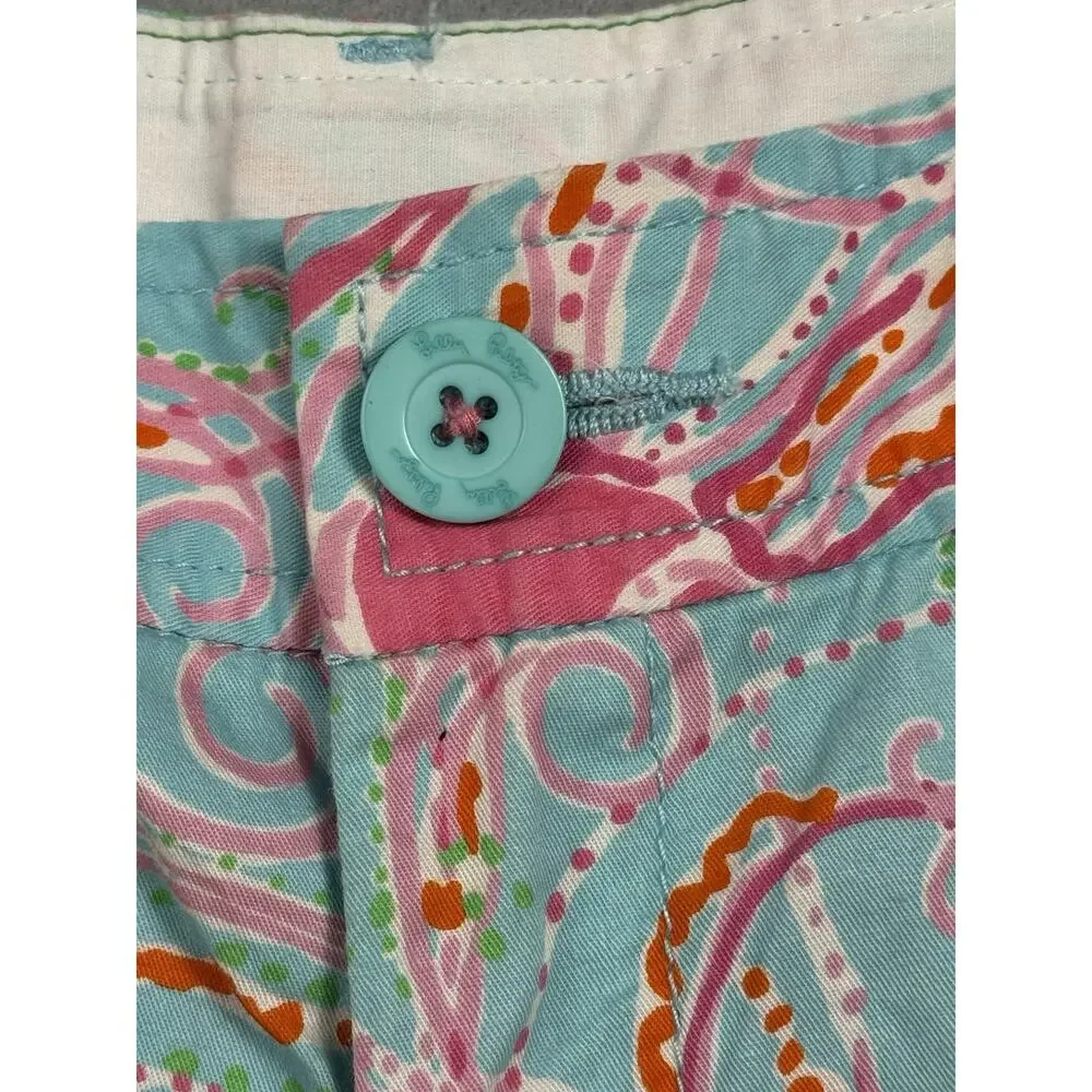 Lilly Pulitzer Buttercup Scallop Hem Shorts Size 6 Blue Pink Jelly’s Be Jammin - Picture 3 of 15
